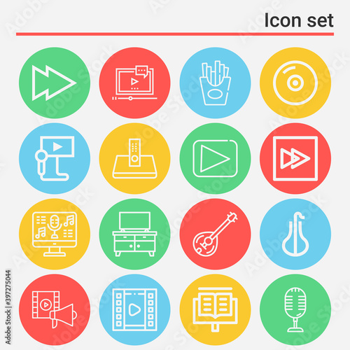 16 pack of refrain  lineal web icons set