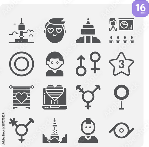 Simple set of grammatical category related filled icons.