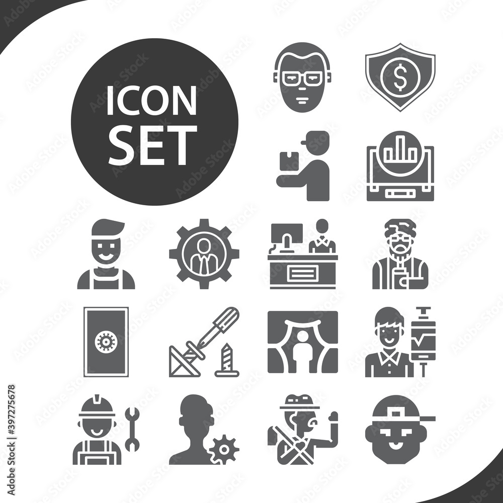 Simple set of entrepreneur related filled icons.