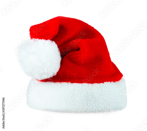  Santa claus red cap isolated on white background.