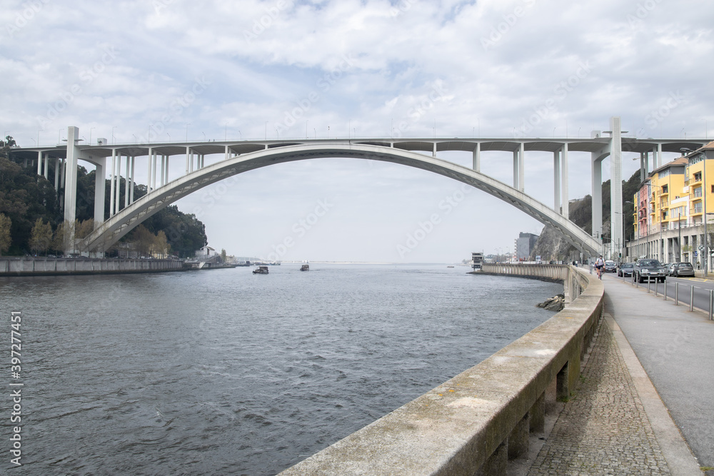 The Arrabida Bridge in Porto, Portugal.