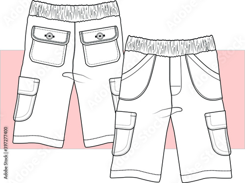 baby pants flat sketch. Kid's Fashion Flat Sketch. vector illustration