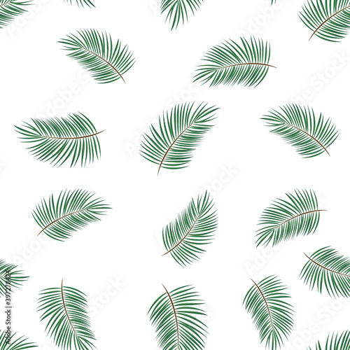 Palm Leaves Seamless Pattern Background. Vector Illustration © olegganko
