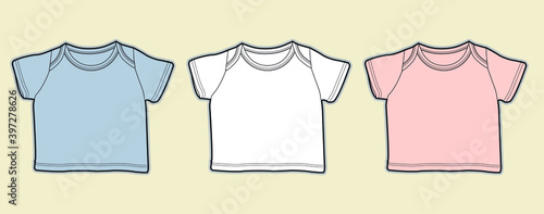 Baby t-shirt design. Kid's Fashion Flat Sketch. vector illustration. baby wear style