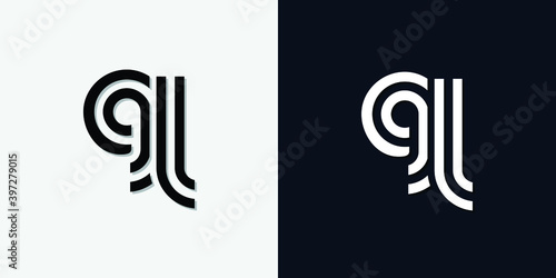 Modern Abstract Initial letter GL logo. This icon incorporate with two abstract typeface in the creative way.It will be suitable for which company or brand name start those initial. photo