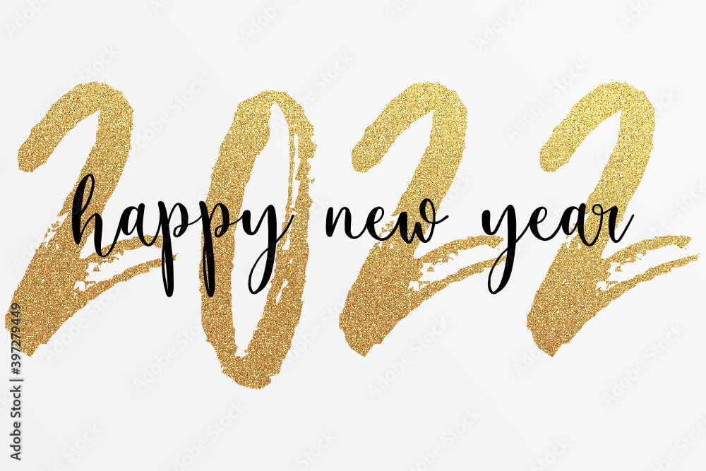 Obraz 2022 - happy new year 2022 gold glitter