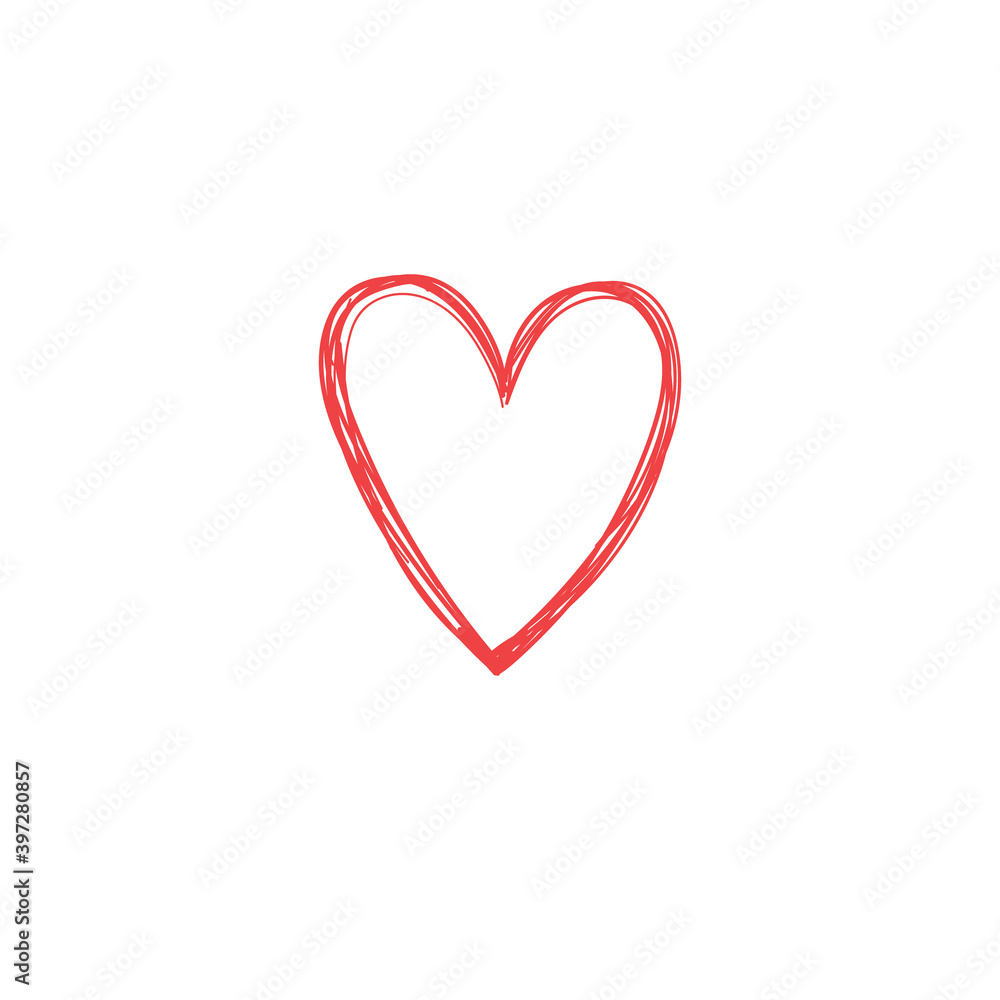 Heart doodle illustration. Hand drawn love symbol. Valentine's day vector icon.