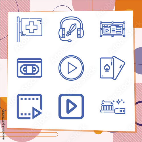 Simple set of 9 icons related to encounter
