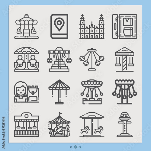 Simple set of attractions related lineal icons.
