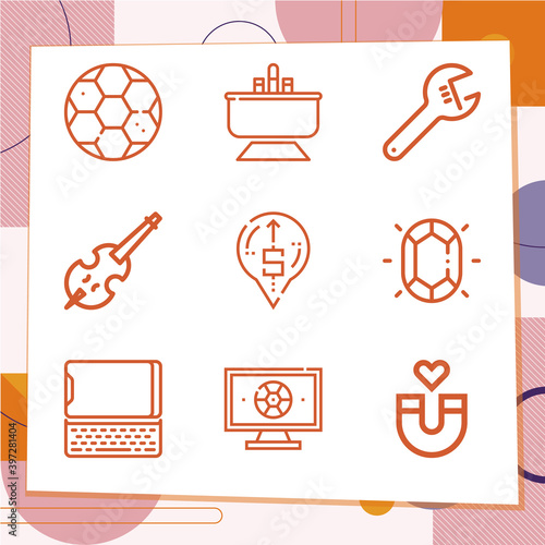 Simple set of 9 icons related to man