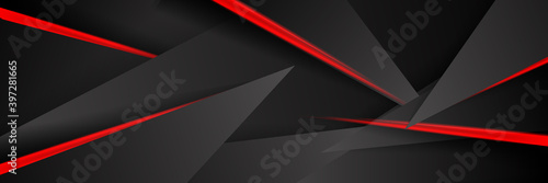 Black and red light abstract business background for wide banner