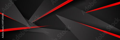Black red game background with 3d triangle shape