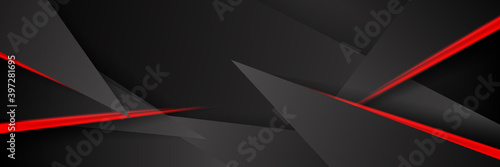 Black red game background with 3d triangle shape