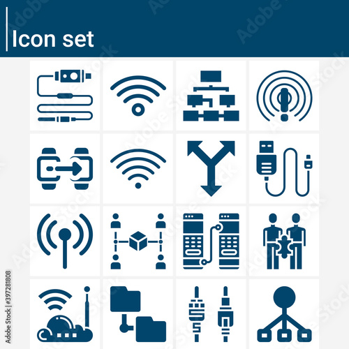 Simple set of connecting related filled icons.