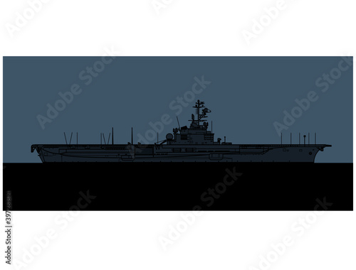 French Navy Clemenceau-class aircraft carrier. Vector image for illustrations and infographics. photo
