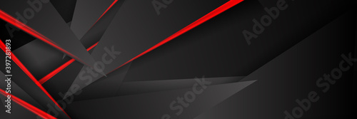 Black and red modern material design, vector abstract widescreen background. Vector illustration design for business corporate presentation, banner, cover, web, flyer, card, poster, game, wide texture