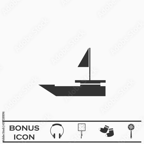 Yacht boats icon flat.