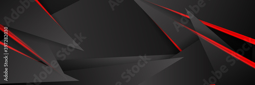 Illustration of abstract red and black metallic with light ray and glossy line. Metal frame design for background. Vector design modern digital technology concept for wallpaper, banner template