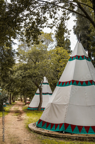 A large traditional teepee tent photo