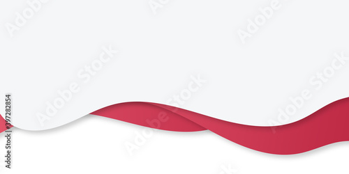 Red white abstract background with wave paper cut style