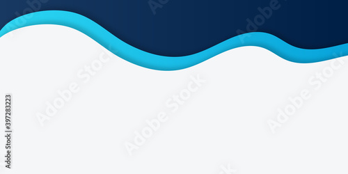 Blue white abstract wave business corporate background with 3d paper cut style