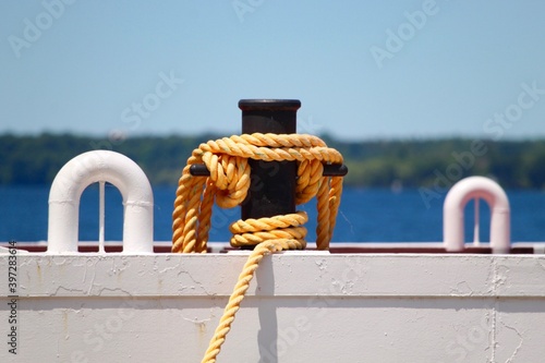 rope on a dock to tie up large boat