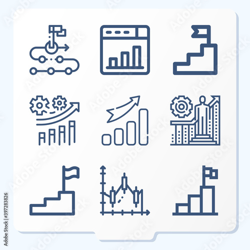 Simple set of 9 icons related to forward motion