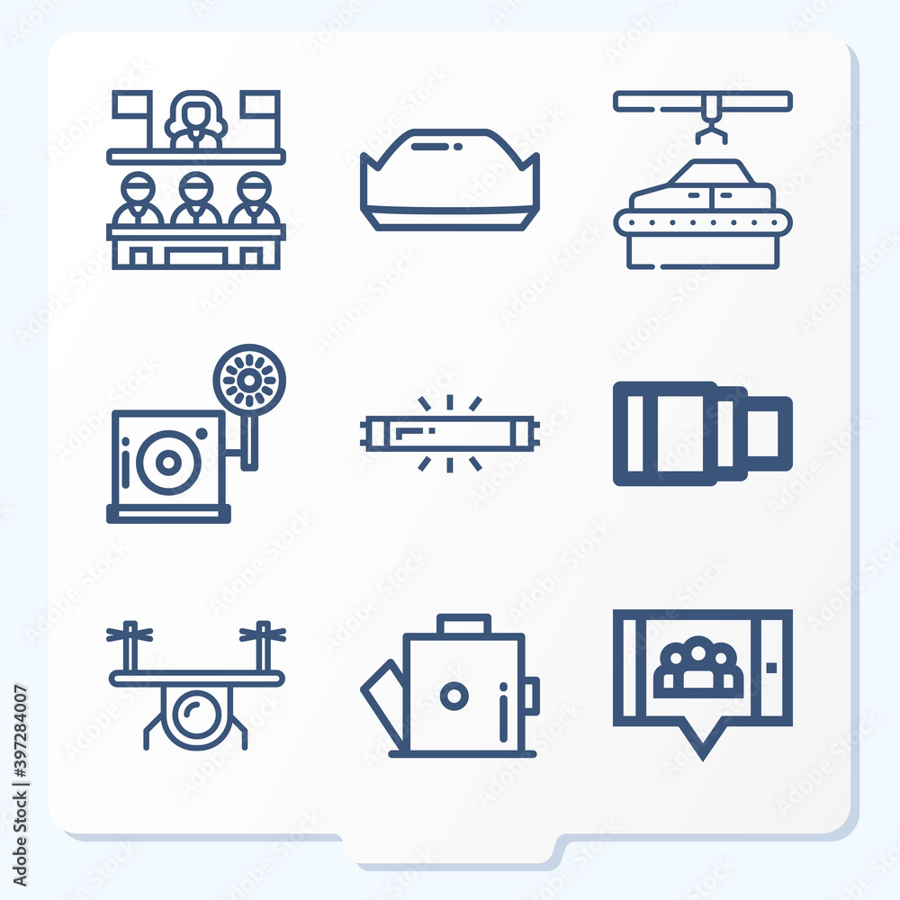 Simple set of 9 icons related to bench Simple set of 9 icons related to bench