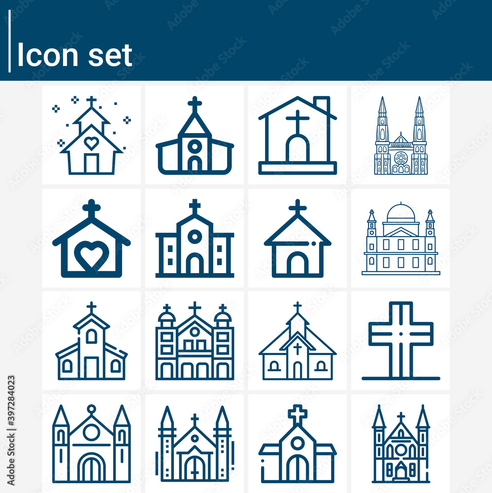 Simple set of cathedral related lineal icons. Simple set of cathedral related lineal icons.