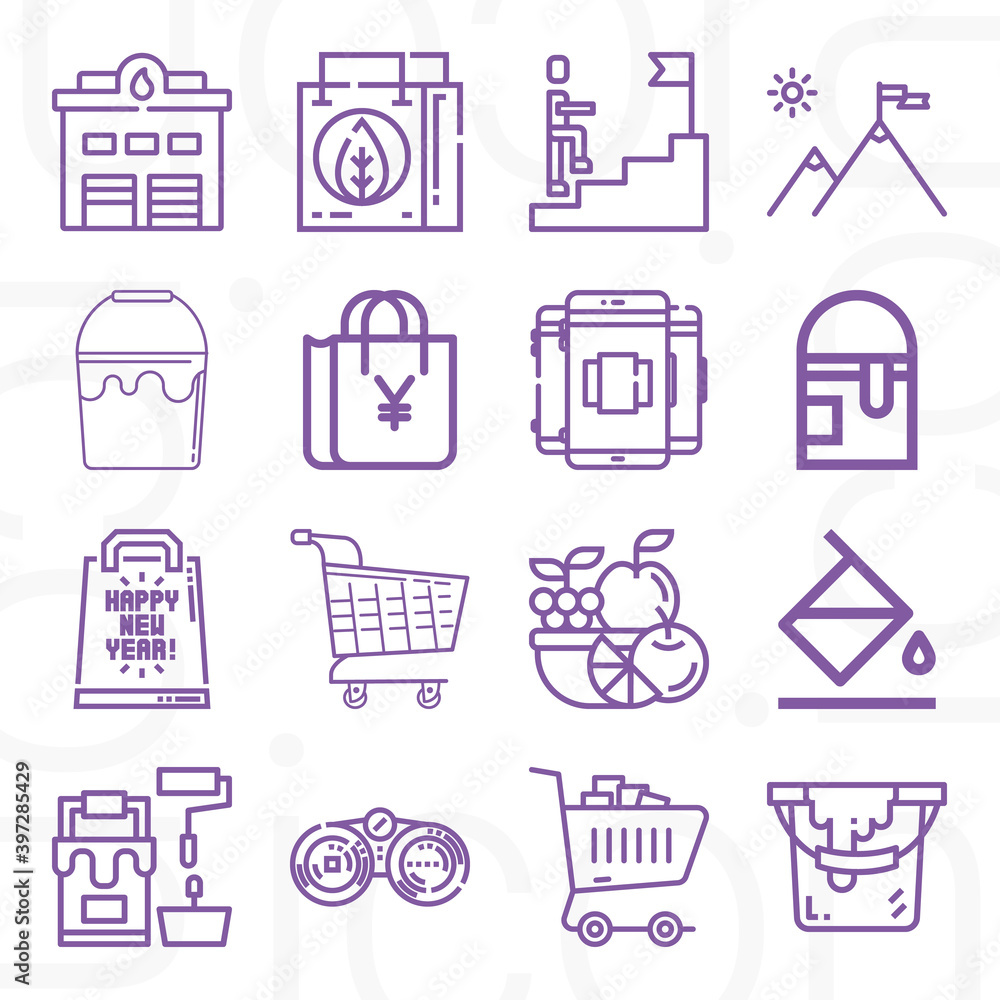 16 pack of basket lineal web icons set 16 pack of basket lineal web icons set
