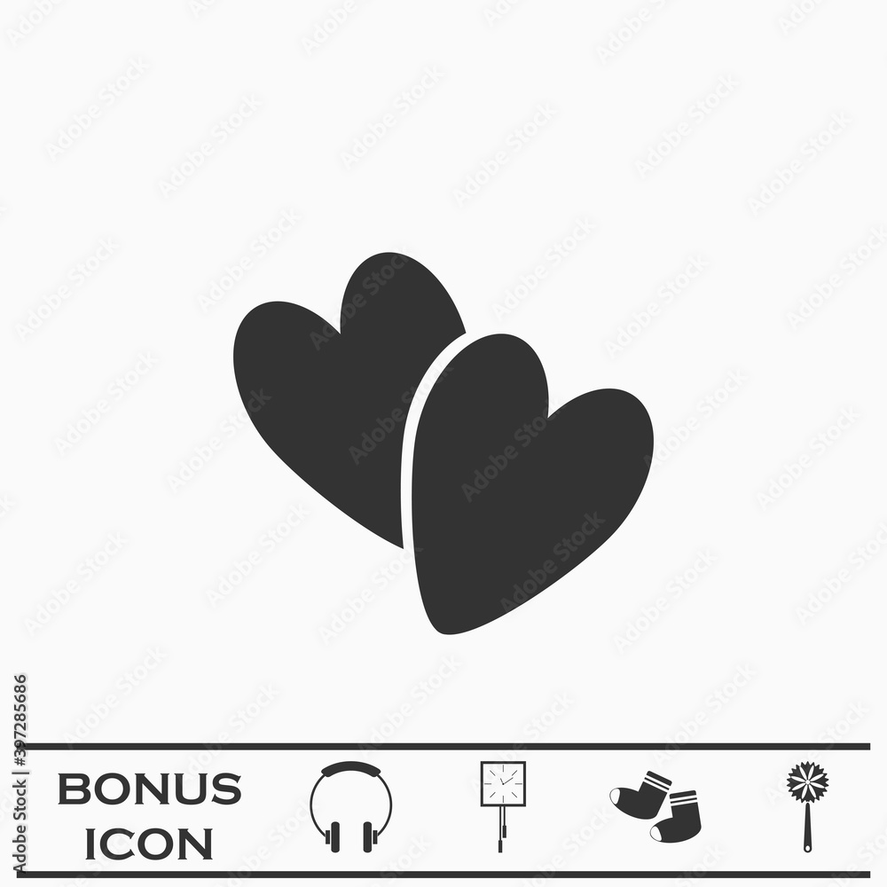 Obraz premium Valentines love heart icon flat.