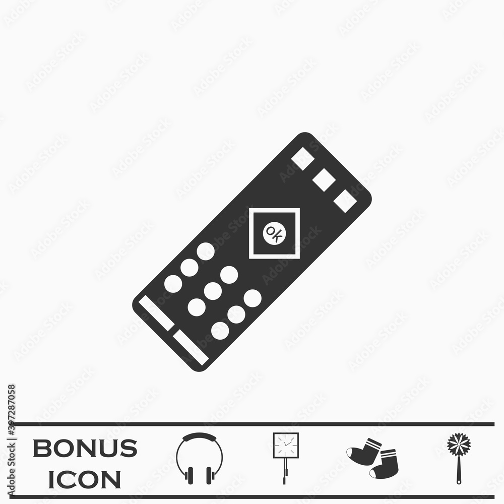 TV remote icon flat. TV remote icon flat.