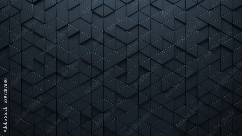 © RocknRoller Studios - Futuristic, High Tech, dark background, with a triangular block structure. Wall texture with a 3D triangle tile pattern. 3D render © RocknRoller Studios - Futuristic, High Tech, dark background, with a triangular block structure. Wall texture with a 3D triangle tile pattern. 3D render