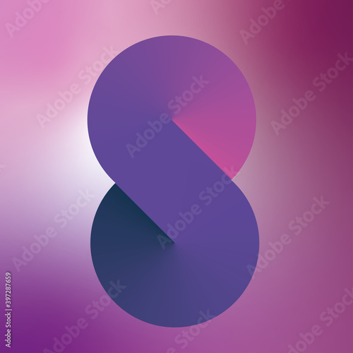 Chiffre 8 en dégradé de mauve, bleu, violet