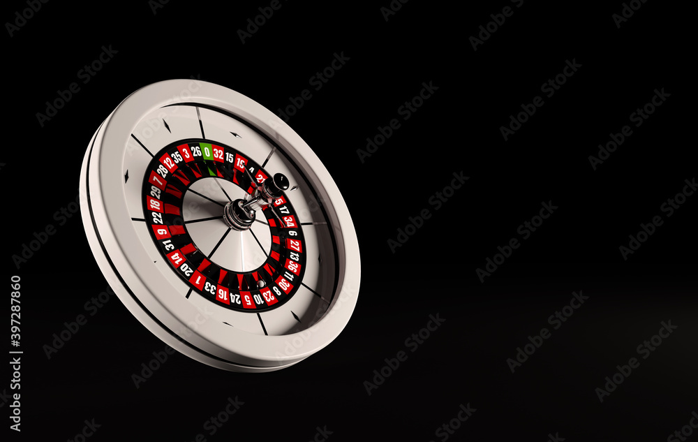 Casino roulette on a bright background. Casino background. Gambling Roulette. 3D rendering.