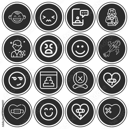 16 pack of distress  lineal web icons set