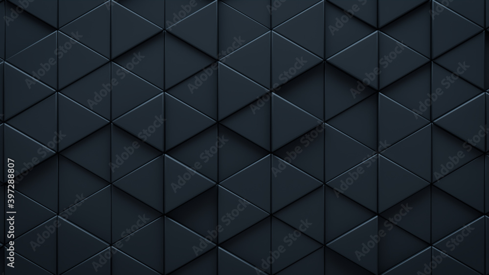 Futuristic, High Tech, dark background, with a triangular block structure. Wall texture with a 3D triangle tile pattern. 3D render Futuristic, High Tech, dark background, with a triangular block structure. Wall texture with a 3D triangle tile pattern. 3D render