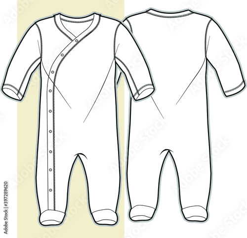 Baby Romper. Baby clothes Flat Sketch. vector illustration