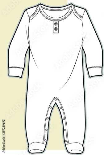 Baby Romper. Baby clothes Flat Sketch. vector illustration
