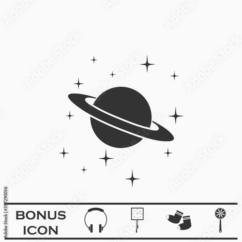 Planet Saturn icon flat