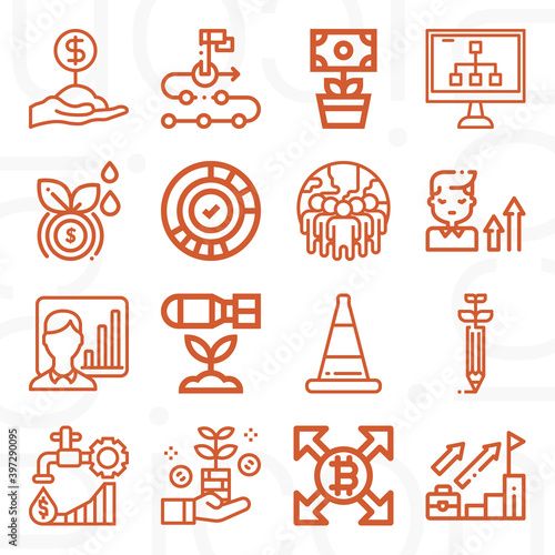 16 pack of maturation  lineal web icons set