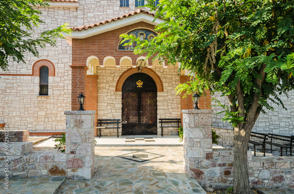 Naklejka premium Evia island, Greece - July 01. 2020: Agios Panteleimonas Orthodox Church in Edipsos