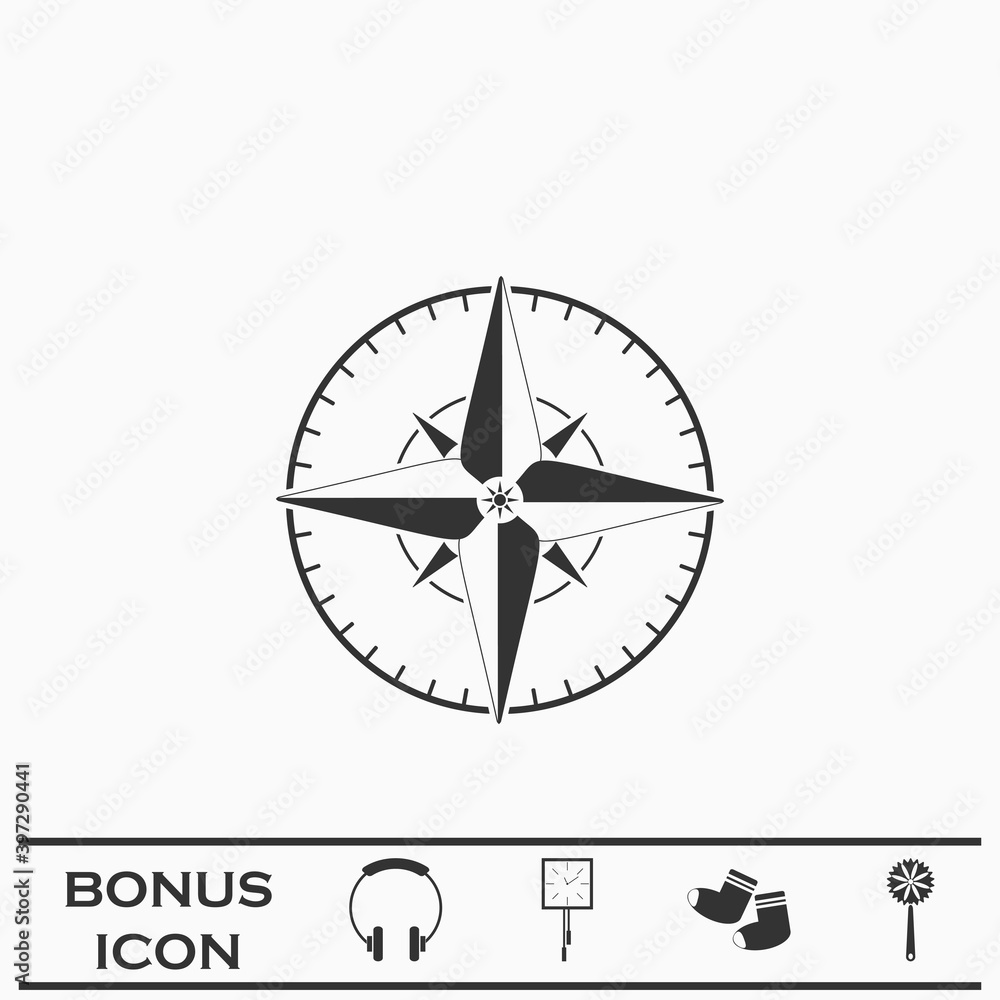 Compass icon flat Compass icon flat