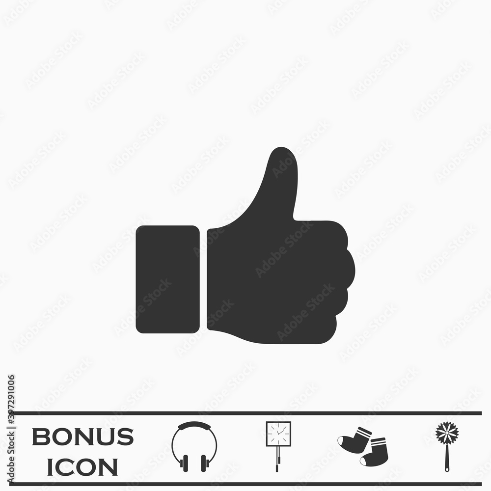 Hand Thumb Up icon flat Hand Thumb Up icon flat