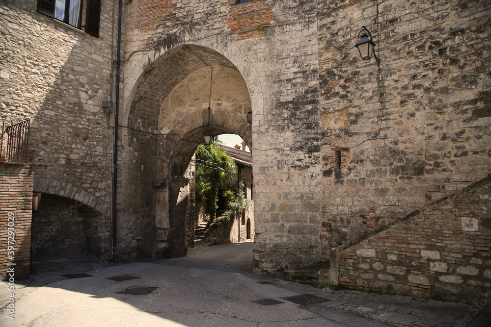 View of an alley in Gubbio, Italy