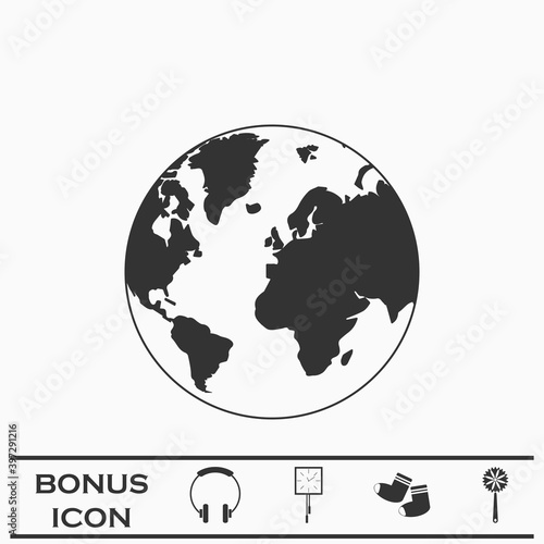 Globe world icon flat