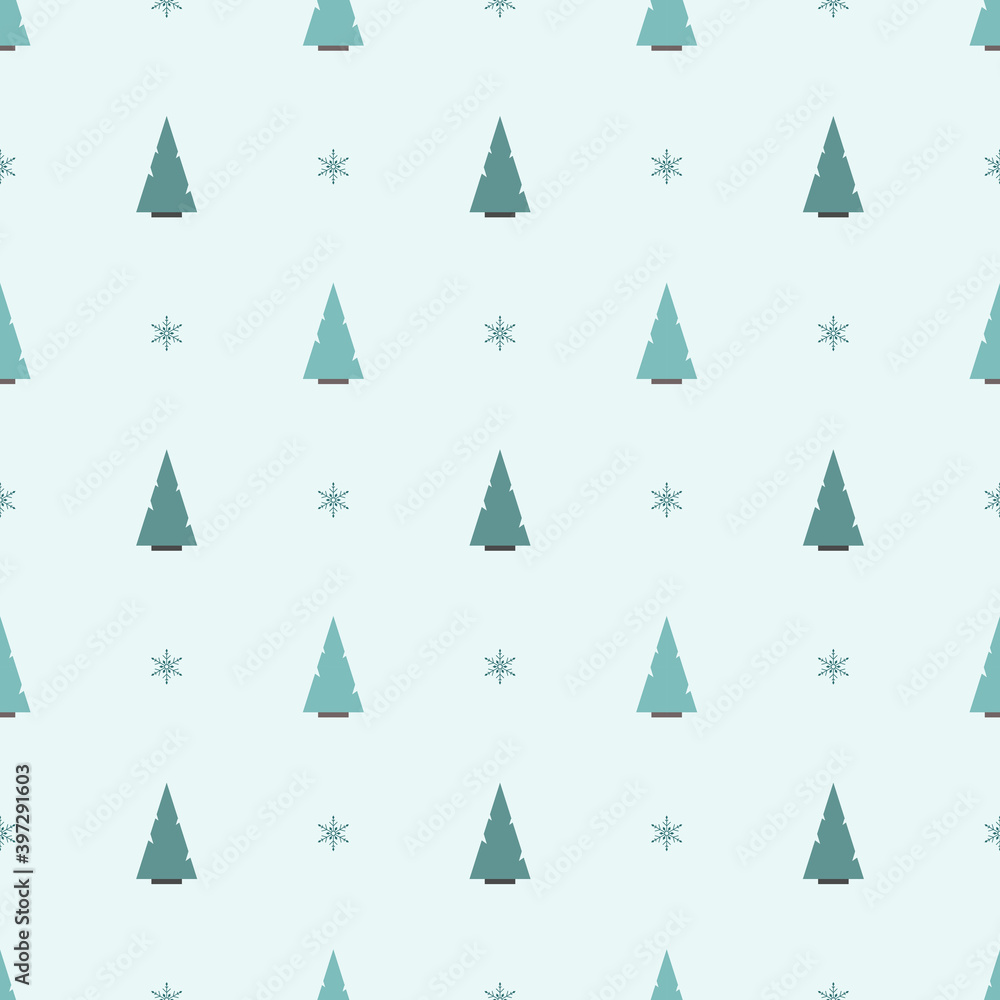 Obraz premium Christmas tree seamless pattern. Happy New Year and Merry Christmas. Elegant green template for cards, invitations, banners, packaging. Vector illustration. EPS 10