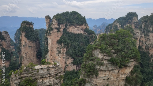 The sandstone pillars. Mountains in the national park Wulingyuan. Zhangjiajie. UNESCO World Heritage Site. China. Asia © Pavlo