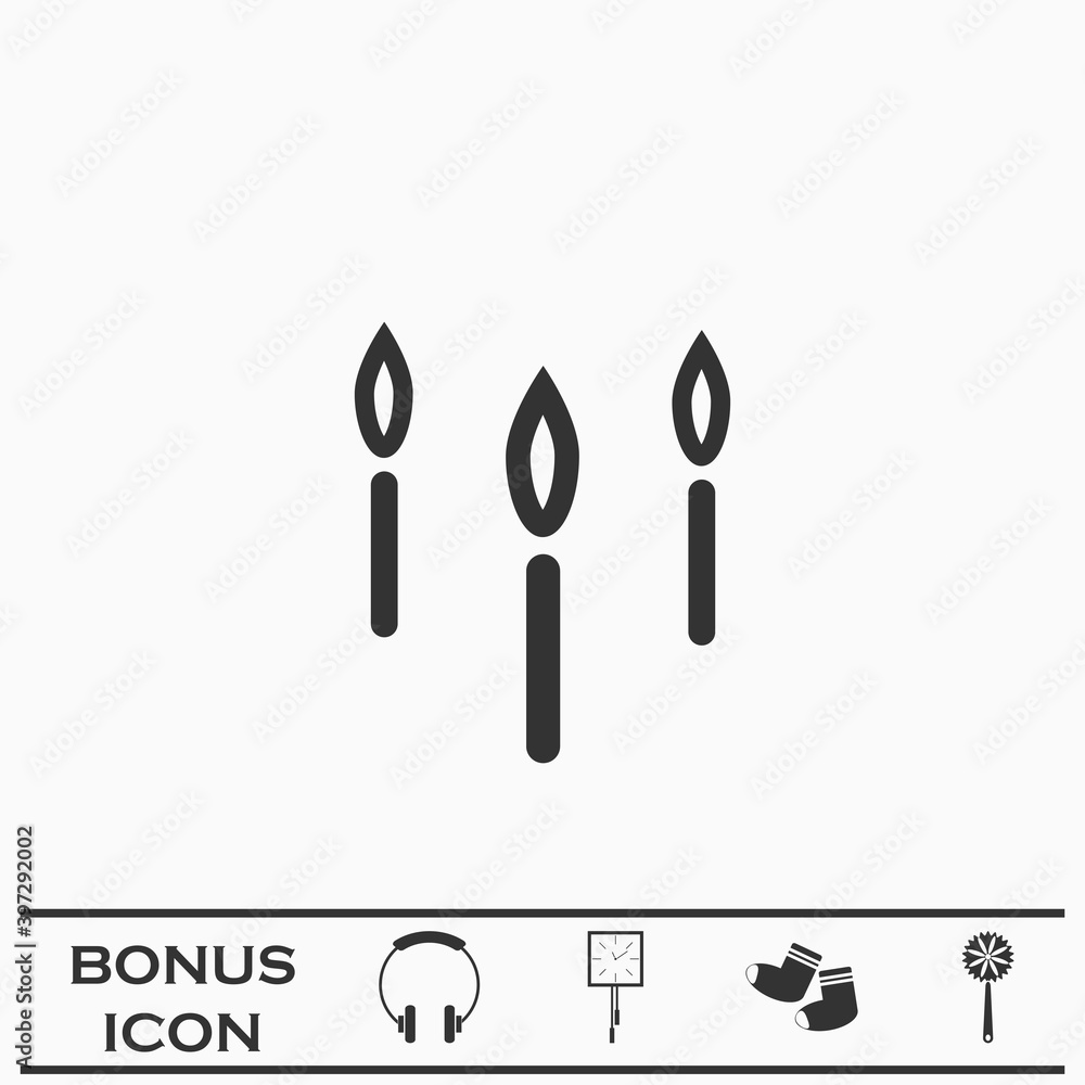 Candle icon flat Candle icon flat