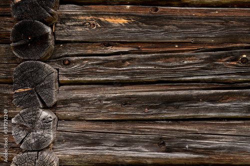 Wooden log cabin or felling texture or background